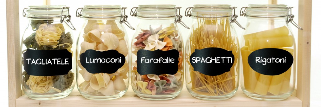 Glass jar filled with  pasta